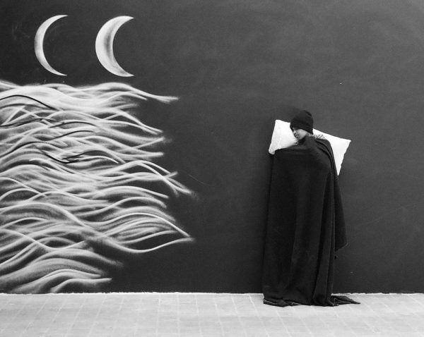 Robin Rhode, The Moon is Asleep, 2016. Super 8mm film transferred to digital HD, duration: 1 minute, 50 seconds, edition of 5. Courtesy the artist and Lehmann Maupin, New York and Hong Kong